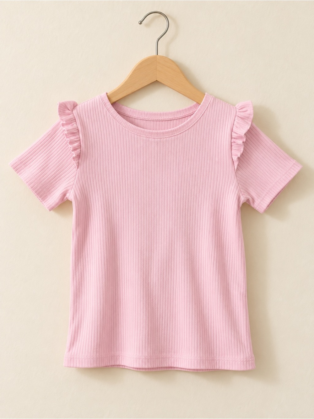 Zara Girls Pink Ribbed Ruffle Shirt | Size 9 / 134 cm